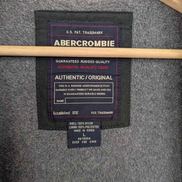 Vintage Abercrombie & Fitch Vest Mens L Green Nylon Fleece Lined Y2K - Picture 10 of 12